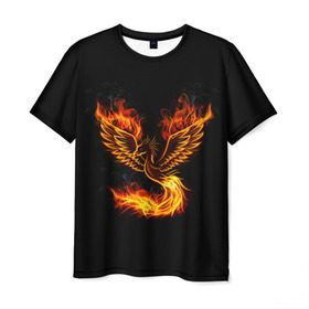 Мужская футболка 3D с принтом Феникс в Кировске, 100% полиэфир | прямой крой, круглый вырез горловины, длина до линии бедер | Тематика изображения на принте: fire | flame | in fire | smoke | в огне | дым | огненный | огонь