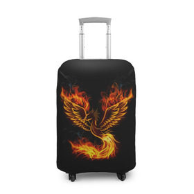 Чехол для чемодана 3D с принтом Феникс в Кировске, 86% полиэфир, 14% спандекс | двустороннее нанесение принта, прорези для ручек и колес | fire | flame | in fire | smoke | в огне | дым | огненный | огонь