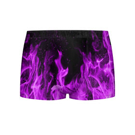 Мужские трусы 3D с принтом Фиолетовый огонь в Кировске, 50% хлопок, 50% полиэстер | классическая посадка, на поясе мягкая тканевая резинка | Тематика изображения на принте: лиловый | пламя | яркий
