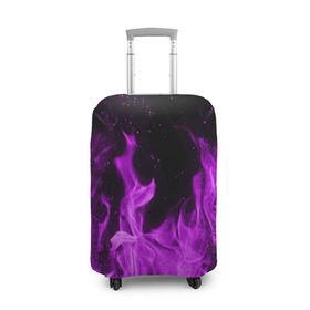 Чехол для чемодана 3D с принтом Фиолетовый огонь в Кировске, 86% полиэфир, 14% спандекс | двустороннее нанесение принта, прорези для ручек и колес | лиловый | пламя | яркий