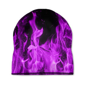 Шапка 3D с принтом Фиолетовый огонь в Кировске, 100% полиэстер | универсальный размер, печать по всей поверхности изделия | Тематика изображения на принте: лиловый | пламя | яркий