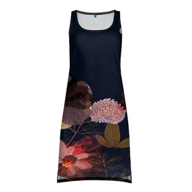 Платье-майка 3D с принтом Blossom fashion в Кировске, 100% полиэстер | полуприлегающий силуэт, широкие бретели, круглый вырез горловины, удлиненный подол сзади. | blossom | flower | бабочки | весна | лето | природа | расцвет | цвет | цветение | цветковое растение | цветок