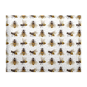 Обложка для студенческого билета с принтом Пчелы в Кировске, натуральная кожа | Размер: 11*8 см; Печать на всей внешней стороне | белый | желтый | крылья | мед | черный