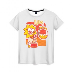 Женская футболка 3D с принтом Лев (Leo) в Кировске, 100% полиэфир ( синтетическое хлопкоподобное полотно) | прямой крой, круглый вырез горловины, длина до линии бедер | гороскоп | знак | зодиак