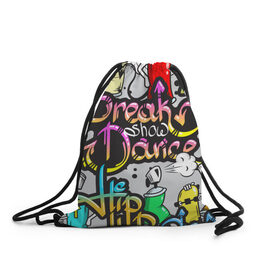 Рюкзак-мешок 3D с принтом Graffiti в Кировске, 100% полиэстер | плотность ткани — 200 г/м2, размер — 35 х 45 см; лямки — толстые шнурки, застежка на шнуровке, без карманов и подкладки | break | dance | graffiti | hip hop | rap | граффити | рэп | скейтборд | хип хоп