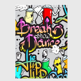 Скетчбук с принтом Graffiti в Кировске, 100% бумага
 | 48 листов, плотность листов — 100 г/м2, плотность картонной обложки — 250 г/м2. Листы скреплены сверху удобной пружинной спиралью | break | dance | graffiti | hip hop | rap | граффити | рэп | скейтборд | хип хоп