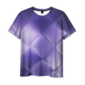 Мужская футболка 3D с принтом Фиолетовые грани в Кировске, 100% полиэфир | прямой крой, круглый вырез горловины, длина до линии бедер | абстракция | геометрия | квадрат | текстура | фиолетовый