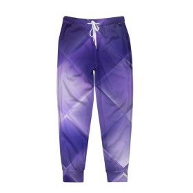 Мужские брюки 3D с принтом Фиолетовые грани в Кировске, 100% полиэстер | манжеты по низу, эластичный пояс регулируется шнурком, по бокам два кармана без застежек, внутренняя часть кармана из мелкой сетки | абстракция | геометрия | квадрат | текстура | фиолетовый