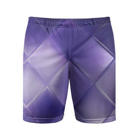 Мужские шорты 3D спортивные с принтом Фиолетовые грани в Кировске,  |  | абстракция | геометрия | квадрат | текстура | фиолетовый