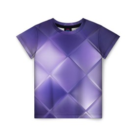 Детская футболка 3D с принтом Фиолетовые грани в Кировске, 100% гипоаллергенный полиэфир | прямой крой, круглый вырез горловины, длина до линии бедер, чуть спущенное плечо, ткань немного тянется | Тематика изображения на принте: абстракция | геометрия | квадрат | текстура | фиолетовый