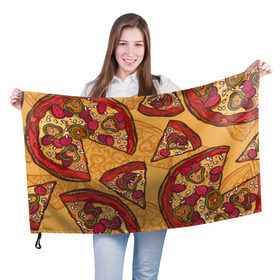 Флаг 3D с принтом Пицца в Кировске, 100% полиэстер | плотность ткани — 95 г/м2, размер — 67 х 109 см. Принт наносится с одной стороны | pattern | pizza | еда | пицца | узор