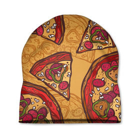 Шапка 3D с принтом Пицца в Кировске, 100% полиэстер | универсальный размер, печать по всей поверхности изделия | pattern | pizza | еда | пицца | узор