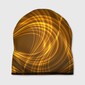 Шапка 3D с принтом Золотые вихри в Кировске, 100% полиэстер | универсальный размер, печать по всей поверхности изделия | gold | абстракция | вихрь | золото | золотой | текстура | узор