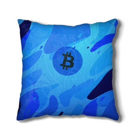 Подушка 3D с принтом Blue Sea Camo Bitcoin в Кировске, наволочка – 100% полиэстер, наполнитель – холлофайбер (легкий наполнитель, не вызывает аллергию). | состоит из подушки и наволочки. Наволочка на молнии, легко снимается для стирки | blue | camo | camouflage | coin | crypto | currency | ethereum | litecoin | mining | token | биткоин | биток | камо | камуфляж | крипта | крипто | криптовалюта | лайткоин | майнинг | ферма | эфир
