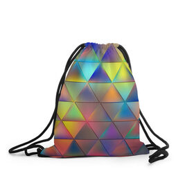 Рюкзак-мешок 3D с принтом Разноцветные треугольники в Кировске, 100% полиэстер | плотность ткани — 200 г/м2, размер — 35 х 45 см; лямки — толстые шнурки, застежка на шнуровке, без карманов и подкладки | 