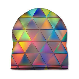 Шапка 3D с принтом Разноцветные треугольники в Кировске, 100% полиэстер | универсальный размер, печать по всей поверхности изделия | 