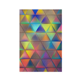 Обложка для паспорта матовая кожа с принтом Разноцветные треугольники в Кировске, натуральная матовая кожа | размер 19,3 х 13,7 см; прозрачные пластиковые крепления | 