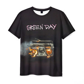 Мужская футболка 3D с принтом Green Day магнитофон в огне в Кировске, 100% полиэфир | прямой крой, круглый вырез горловины, длина до линии бедер | american idiot | green day | альтернативный | билли джо армстронг | грин дей | группа | зелёный день | майк дёрнт | музыка | панк | поп | поппанк | рок | тре кул