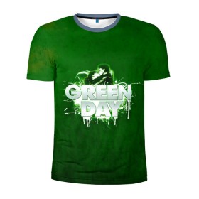 Мужская футболка 3D спортивная с принтом Зелень Green Day в Кировске, 100% полиэстер с улучшенными характеристиками | приталенный силуэт, круглая горловина, широкие плечи, сужается к линии бедра | Тематика изображения на принте: american idiot | green day | альтернативный | билли джо армстронг | грин дей | группа | зелёный день | майк дёрнт | музыка | панк | поп | поппанк | поцелуй | рок | тре кул