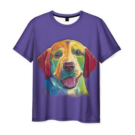 Мужская футболка 3D с принтом Лабрадор в Кировске, 100% полиэфир | прямой крой, круглый вырез горловины, длина до линии бедер | друг | животное | зверь | лабрадор | ретривер | собака | щенок