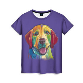Женская футболка 3D с принтом Лабрадор в Кировске, 100% полиэфир ( синтетическое хлопкоподобное полотно) | прямой крой, круглый вырез горловины, длина до линии бедер | друг | животное | зверь | лабрадор | ретривер | собака | щенок