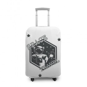 Чехол для чемодана 3D с принтом Space travel в Кировске, 86% полиэфир, 14% спандекс | двустороннее нанесение принта, прорези для ручек и колес | белый | звезды | космос | скафандр | черный
