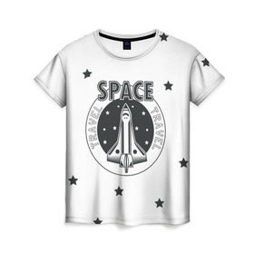 Женская футболка 3D с принтом Space travel в Кировске, 100% полиэфир ( синтетическое хлопкоподобное полотно) | прямой крой, круглый вырез горловины, длина до линии бедер | 