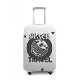 Чехол для чемодана 3D с принтом Space travel в Кировске, 86% полиэфир, 14% спандекс | двустороннее нанесение принта, прорези для ручек и колес | белый | звезды | космос | планета | черный