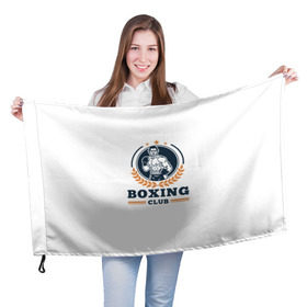 Флаг 3D с принтом BOXING CLUB в Кировске, 100% полиэстер | плотность ткани — 95 г/м2, размер — 67 х 109 см. Принт наносится с одной стороны | бокс | клуб | перчатки | спорт | чемпион