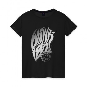 Женская футболка хлопок с принтом Надпись и смайл Blink-182 в Кировске, 100% хлопок | прямой крой, круглый вырез горловины, длина до линии бедер, слегка спущенное плечо | 