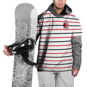 Накидка на куртку 3D с принтом AC Milan - Stripe white в Кировске, 100% полиэстер |  | ac | fc | football | milan | милан | футбол