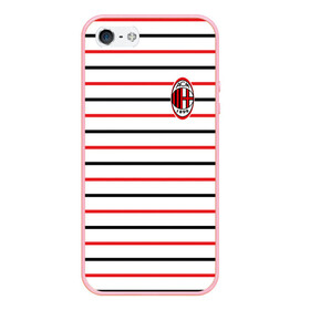 Чехол для iPhone 5/5S матовый с принтом AC Milan - Stripe white в Кировске, Силикон | Область печати: задняя сторона чехла, без боковых панелей | ac | fc | football | milan | милан | футбол