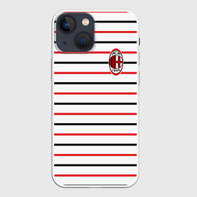 Чехол для iPhone 13 mini с принтом AC Milan   Stripe white в Кировске,  |  | ac | fc | football | milan | милан | футбол