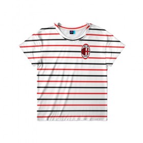 Детская футболка 3D с принтом AC Milan - Stripe white в Кировске, 100% гипоаллергенный полиэфир | прямой крой, круглый вырез горловины, длина до линии бедер, чуть спущенное плечо, ткань немного тянется | ac | fc | football | milan | милан | футбол