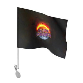 Флаг для автомобиля с принтом Black Sabbath земля в огне в Кировске, 100% полиэстер | Размер: 30*21 см | Тематика изображения на принте: black sabbath | группа | метал | надпись | оззи | осборн | хард рок | хеви метал