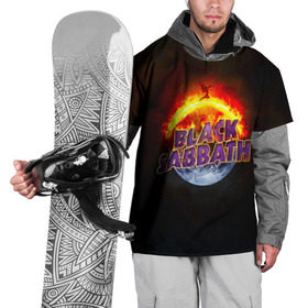 Накидка на куртку 3D с принтом Black Sabbath земля в огне в Кировске, 100% полиэстер |  | black sabbath | группа | метал | надпись | оззи | осборн | хард рок | хеви метал