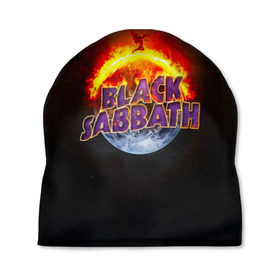 Шапка 3D с принтом Black Sabbath земля в огне в Кировске, 100% полиэстер | универсальный размер, печать по всей поверхности изделия | black sabbath | группа | метал | надпись | оззи | осборн | хард рок | хеви метал