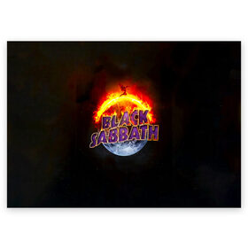 Поздравительная открытка с принтом Black Sabbath земля в огне в Кировске, 100% бумага | плотность бумаги 280 г/м2, матовая, на обратной стороне линовка и место для марки
 | black sabbath | группа | метал | надпись | оззи | осборн | хард рок | хеви метал