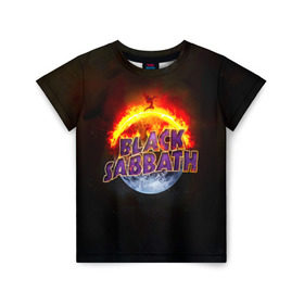 Детская футболка 3D с принтом Black Sabbath земля в огне в Кировске, 100% гипоаллергенный полиэфир | прямой крой, круглый вырез горловины, длина до линии бедер, чуть спущенное плечо, ткань немного тянется | black sabbath | группа | метал | надпись | оззи | осборн | хард рок | хеви метал