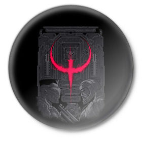 Значок с принтом Quake champions в Кировске,  металл | круглая форма, металлическая застежка в виде булавки | quake