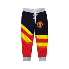 Детские брюки 3D с принтом Manchester United 2018 в Кировске, 100% полиэстер | манжеты по низу, эластичный пояс регулируется шнурком, по бокам два кармана без застежек, внутренняя часть кармана из мелкой сетки | 
