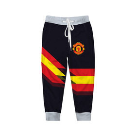 Детские брюки 3D с принтом Manchester United 2018 #4 в Кировске, 100% полиэстер | манжеты по низу, эластичный пояс регулируется шнурком, по бокам два кармана без застежек, внутренняя часть кармана из мелкой сетки | 