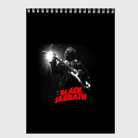 Скетчбук с принтом Black Sabbath в Кировске, 100% бумага
 | 48 листов, плотность листов — 100 г/м2, плотность картонной обложки — 250 г/м2. Листы скреплены сверху удобной пружинной спиралью | black sabbath | ozzy osbourne | билл уорд | гизер батлер | гитара | группа | метал | музыка | надпись | оззи | осборн | песни | рок | солист | тони айомми | хард рок | хеви метал