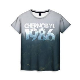 Женская футболка 3D с принтом Чернобыль 1986 в Кировске, 100% полиэфир ( синтетическое хлопкоподобное полотно) | прямой крой, круглый вырез горловины, длина до линии бедер | 1986 | дым | завод | лес | опасность | радиация | чаэс | чернобыль | экология
