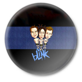 Значок с принтом Группа Blink-182 в Кировске,  металл | круглая форма, металлическая застежка в виде булавки | blink | альтернативный рок | блинк | группа | марк хоппус | музыка | мэтт скиба | надпись | панк | панк рок | песни | поп панк | рок | синий | скейт панк | трэвис баркер