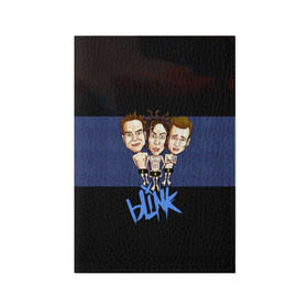 Обложка для паспорта матовая кожа с принтом Группа Blink-182 в Кировске, натуральная матовая кожа | размер 19,3 х 13,7 см; прозрачные пластиковые крепления | blink | альтернативный рок | блинк | группа | марк хоппус | музыка | мэтт скиба | надпись | панк | панк рок | песни | поп панк | рок | синий | скейт панк | трэвис баркер