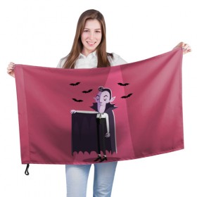 Флаг 3D с принтом Дракула в Кировске, 100% полиэстер | плотность ткани — 95 г/м2, размер — 67 х 109 см. Принт наносится с одной стороны | dracula | halloween | helloween | вампир | день всех святых | детям | для детей | хеллоуин | хеловин | хэллоуин