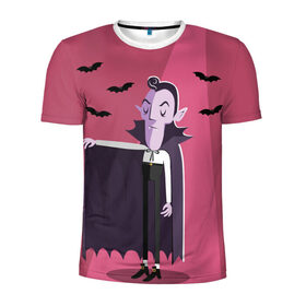 Мужская футболка 3D спортивная с принтом Дракула в Кировске, 100% полиэстер с улучшенными характеристиками | приталенный силуэт, круглая горловина, широкие плечи, сужается к линии бедра | dracula | halloween | helloween | вампир | день всех святых | детям | для детей | хеллоуин | хеловин | хэллоуин