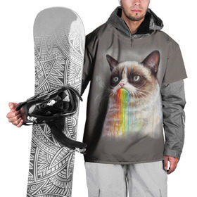 Накидка на куртку 3D с принтом Grumpy Cat в Кировске, 100% полиэстер |  | animal | cat | grumpy cat | животное | кот | котенок | кошка | радуга