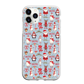 Чехол для iPhone 11 Pro Max матовый с принтом Рождественская Милота в Кировске, Силикон |  | дед мороз | заяц | колокольчик | лиса | лисичка | медведь | олень | омела | пингвин | санта клаус
